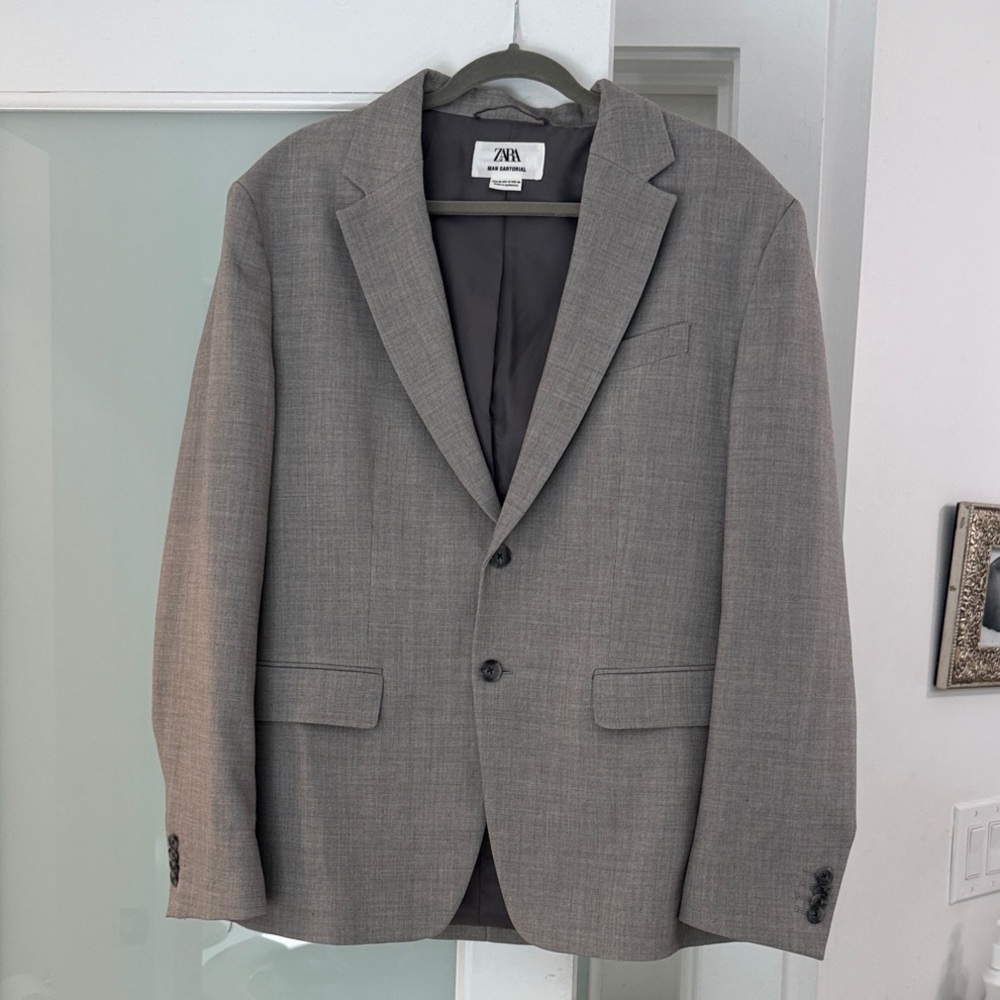 Zara Men's Taupe-Gray Sport Coat Blazer